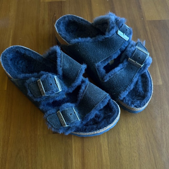 Birkenstock Arizona Shearling Suede Leather - Midnight Blue - size EU 36 - Picture 4 of 6